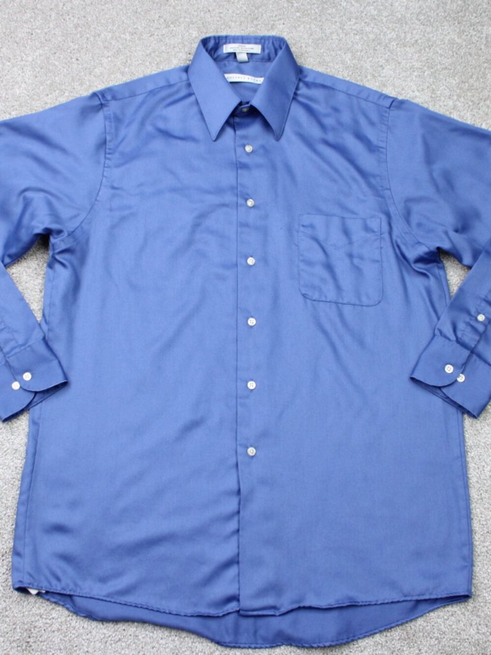 Geoffrey Beene Sateen Shirt Mens 15 1/2, 34/35 Blue Wrinkle Free Long Sleeve